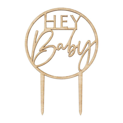 Feestbazaar Houten Taarttopper ''Hey Baby''