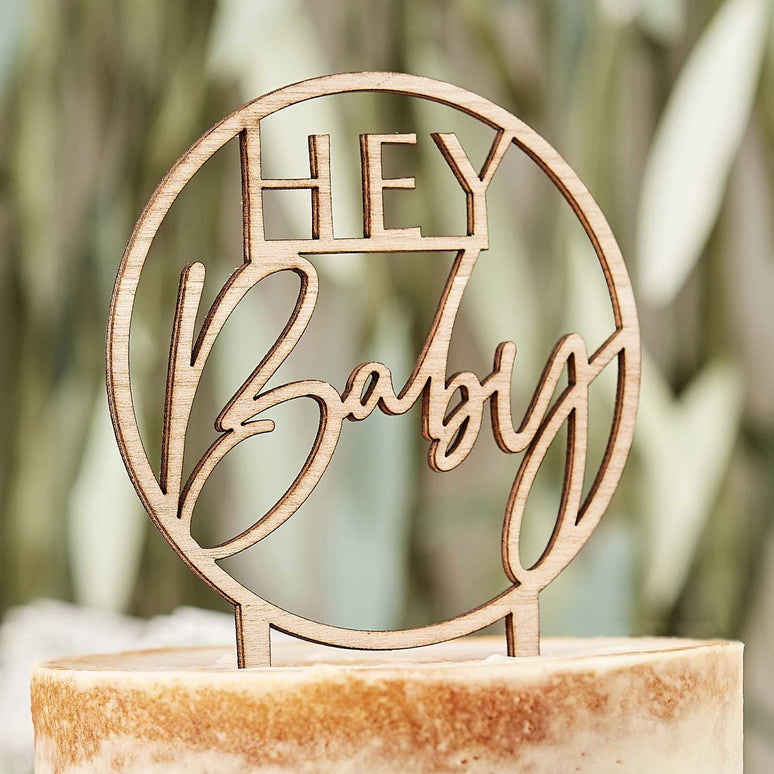 Feestbazaar Houten Taarttopper ''Hey Baby''