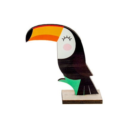 Feestbazaar Houten Toekan Decoratie Dubbelzijdig (10cm)