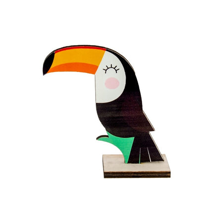 Feestbazaar Houten Toekan Decoratie Dubbelzijdig (10cm)