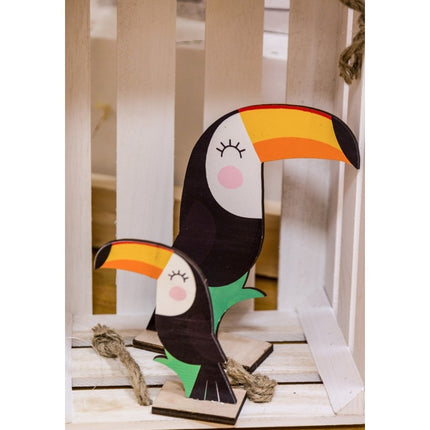 Feestbazaar Houten Toekan Decoratie Dubbelzijdig (10cm)