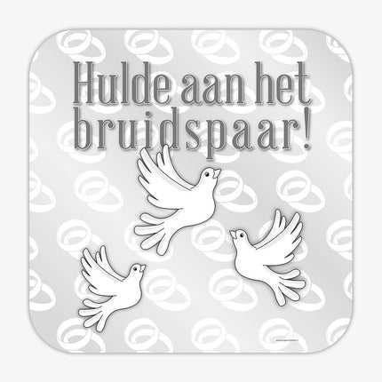 Feestbazaar Huldeschild Bruidspaar Cartoon