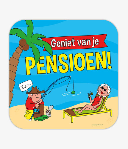 Feestbazaar Huldeschild 'Geniet Van Je Pensioen' Cartoon