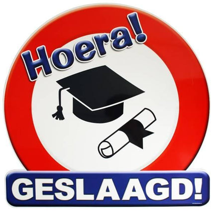 Feestbazaar Huldeschild geslaagd 50x50 cm