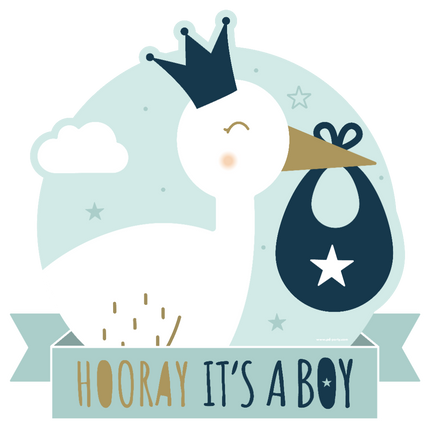 Feestbazaar Huldeschild Hooray It's a Boy (50x50cm)