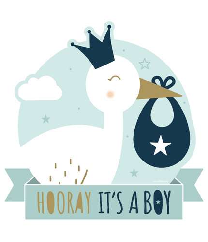 Feestbazaar Huldeschild Hooray It's a Boy (50x50cm)