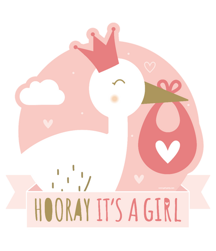 Feestbazaar Huldeschild Hooray It's a Girl (50x50cm)