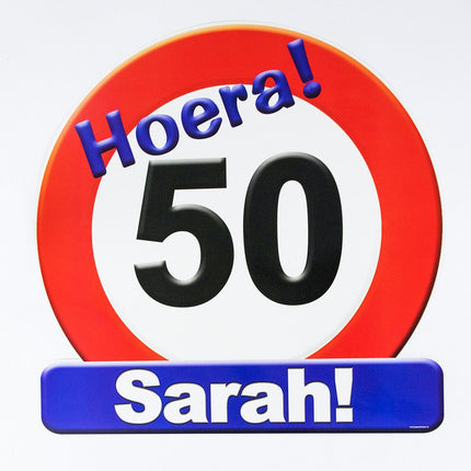 Feestbazaar Huldeschild Sarah 50 jaar
