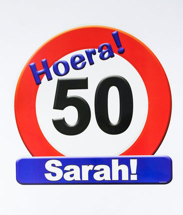 Feestbazaar Huldeschild Sarah 50 jaar