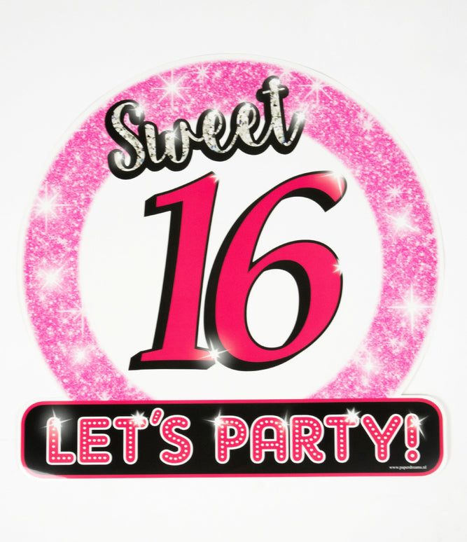 Feestbazaar Huldeschild Sweet Sixteen Roze
