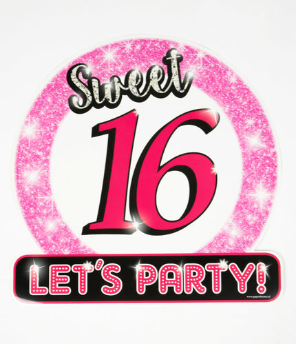 Feestbazaar Huldeschild Sweet Sixteen Roze