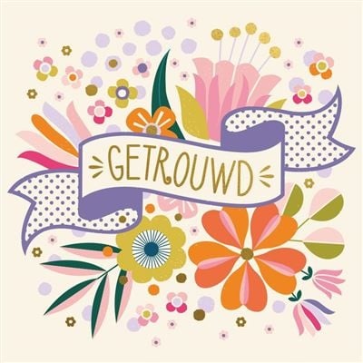 Feestbazaar Huwelijkskaart Gekleurde Bloemen