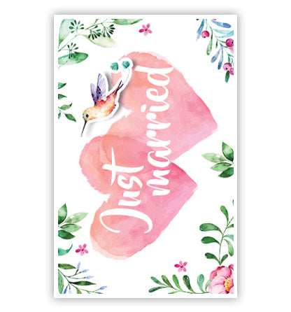 Feestbazaar Huwelijkskaart 'Just Married' Hartjes