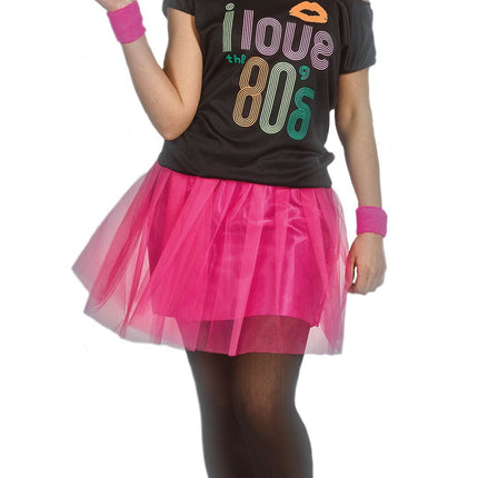 Feestbazaar I Love 80's Verkleedset Fuchsia Jessica (7-delig)