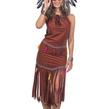 Feestbazaar Indianen Jurk Franjes Festival Bruin Dames