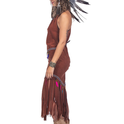 Feestbazaar Indianen Jurk Franjes Festival Bruin Dames