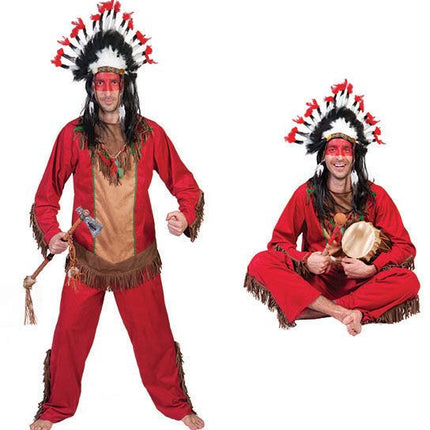 Feestbazaar Indianen kostuum man rood