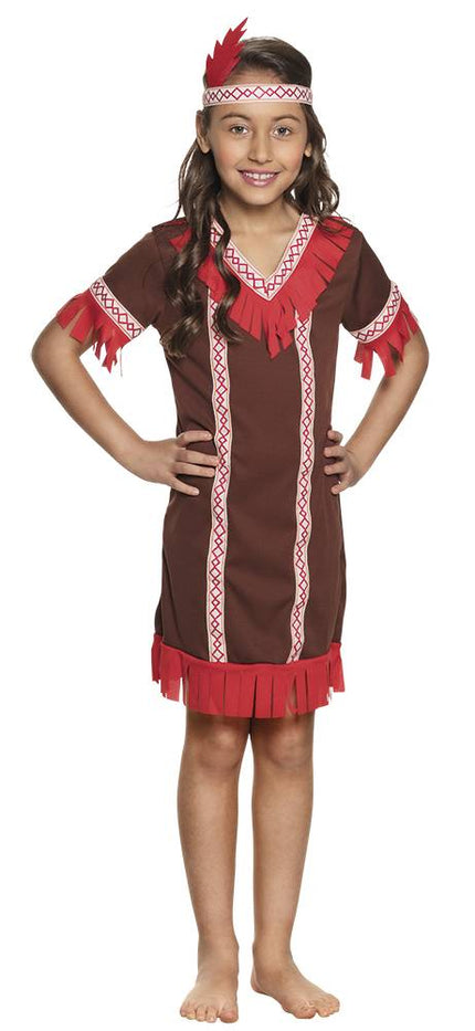 Feestbazaar Indianen kostuum meisje rood