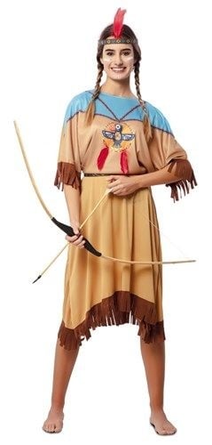 Feestbazaar Indianen outfit Dames Bruin/Blauw Kiowa