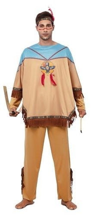 Feestbazaar Indianen outfit Heren Bruin/Blauw Yakimo