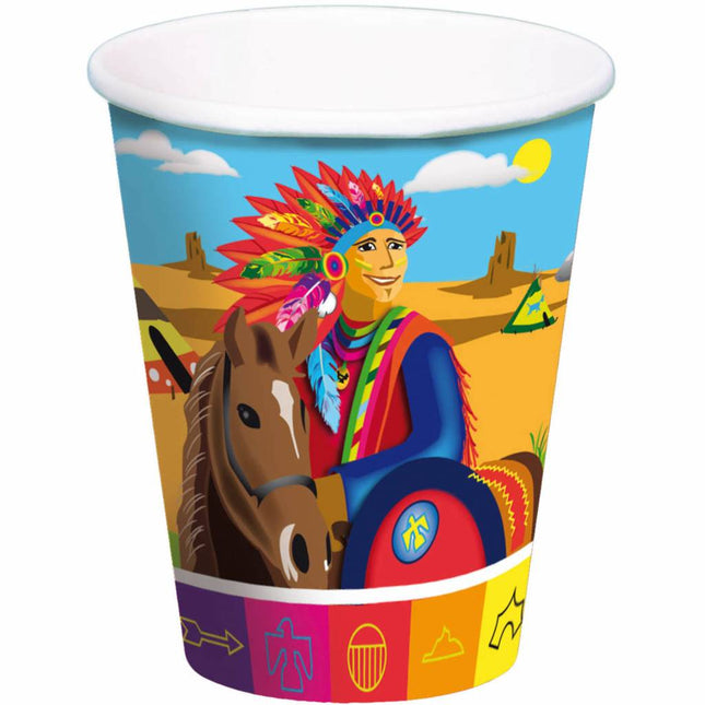 Feestbazaar Indianen Party Bekers 250ml - 8 stuks
