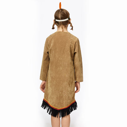 Feestbazaar Indianenjurk + hoofband meisje Blackfeet