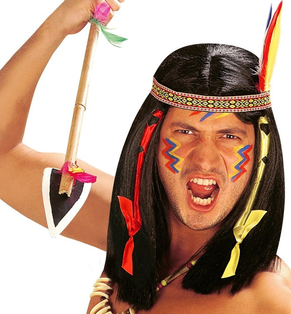 Feestbazaar Indianenpruik met haarband en veer