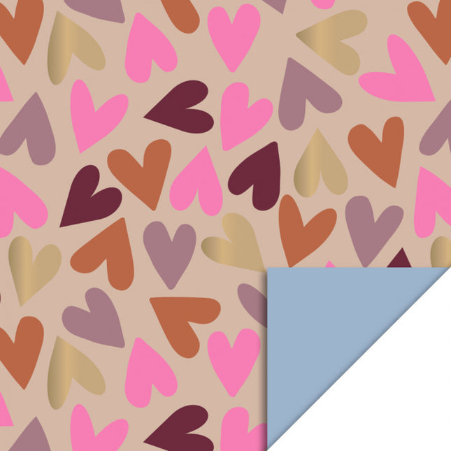 Feestbazaar Inpakpapier Big Hearts Nude / Navy Blue (3m)