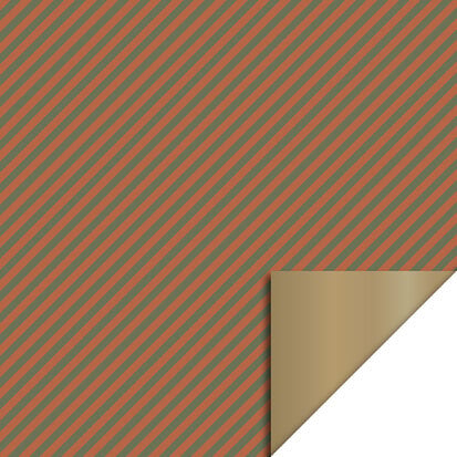 Feestbazaar Inpakpapier Gestreept Cognac/Green - Gold (3m)