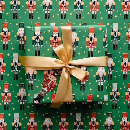 Feestbazaar Inpakpapier Kerst Nutcracker Groen (70x200cm)