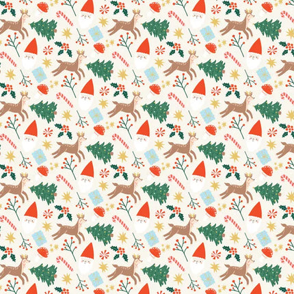Feestbazaar Inpakpapier Kerstmis Beige met Kerstprints (200x70cm)