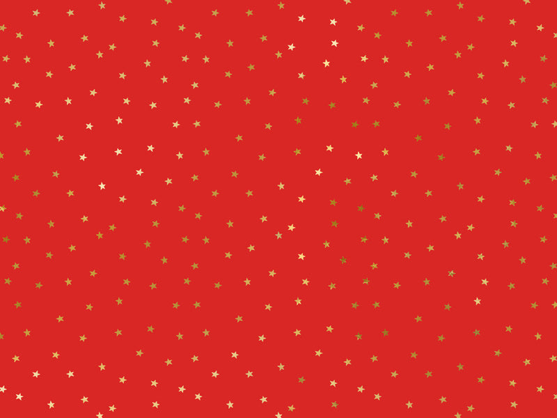 Feestbazaar Inpakpapier Rood met Gouden Metallic sterren