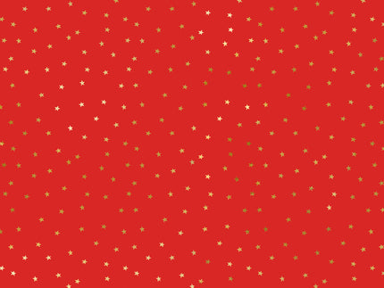 Feestbazaar Inpakpapier Rood met Gouden Metallic sterren