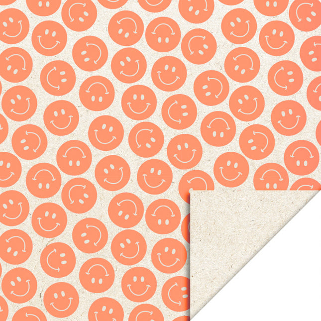 Feestbazaar Inpakpapier Smiley Oranje Fluor (3m)