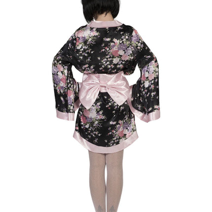 Feestbazaar Japanse Kimono Zwart/Roze Dames Kiwi