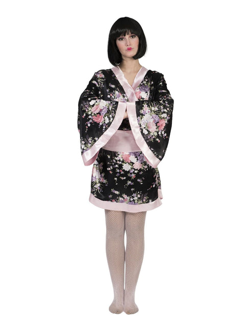 Feestbazaar Japanse Kimono Zwart/Roze Dames Kiwi
