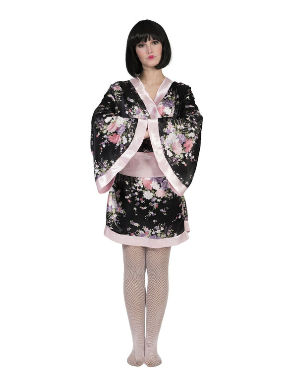 Feestbazaar Japanse Kimono Zwart/Roze Dames Kiwi
