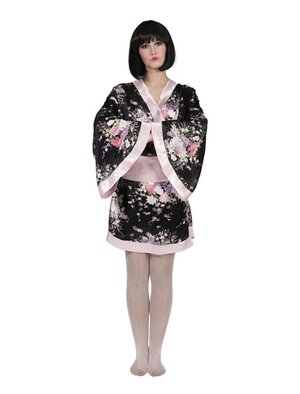 Feestbazaar Japanse Kimono Zwart/Roze Dames Kiwi
