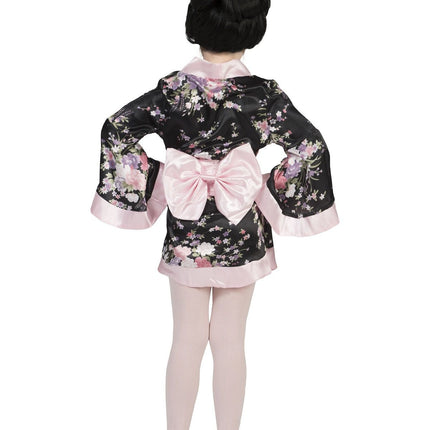 Feestbazaar Japanse Kimono Zwart/Roze Meisje