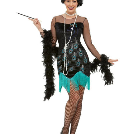 Feestbazaar Jaren 20 flapper kostuum pauw