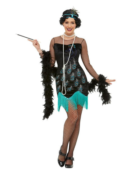 Feestbazaar Jaren 20 flapper kostuum pauw
