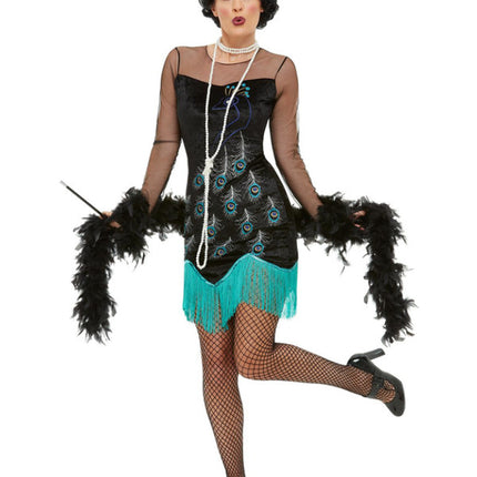 Feestbazaar Jaren 20 flapper kostuum pauw
