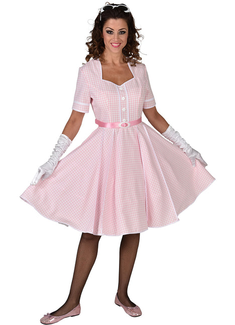 Feestbazaar Jaren 50 Jurk Roze/Wit