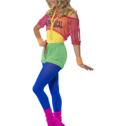 Feestbazaar Jaren 80 Let's Get Physical Girl Dames Kostuum