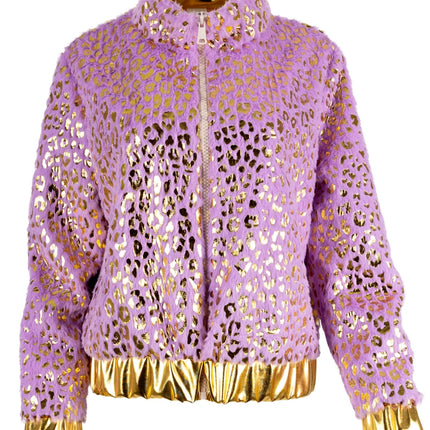 Feestbazaar Jas Pluche Nepbont Glamour Lila Dames