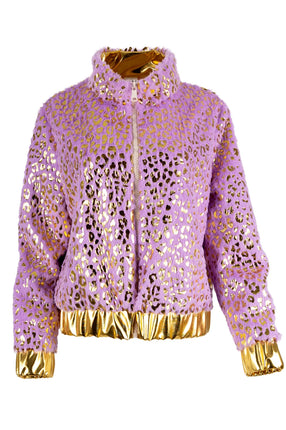Feestbazaar Jas Pluche Nepbont Glamour Lila Dames