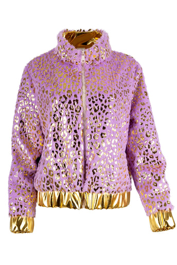 Feestbazaar Jas Pluche Nepbont Glamour Lila Dames