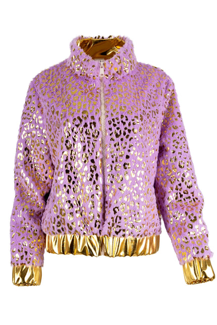 Feestbazaar Jas Pluche Nepbont Glamour Lila Dames