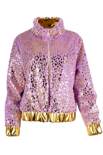 Feestbazaar Jas Pluche Nepbont Glamour Lila Dames