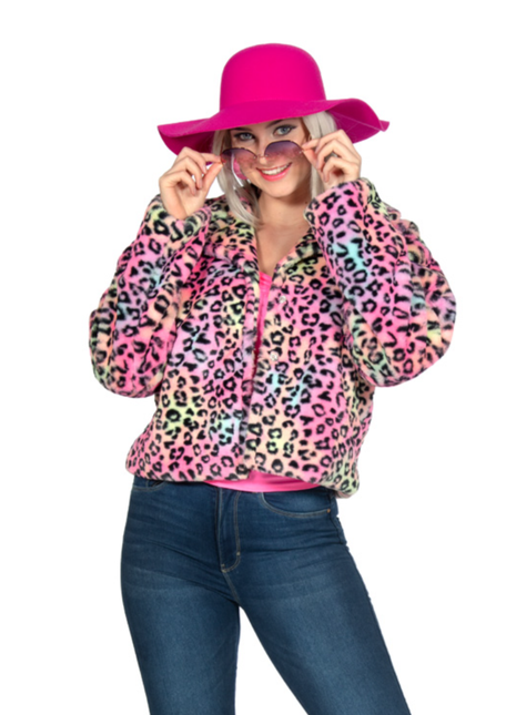 Feestbazaar Jasje Bont Kort Panter Rainbow